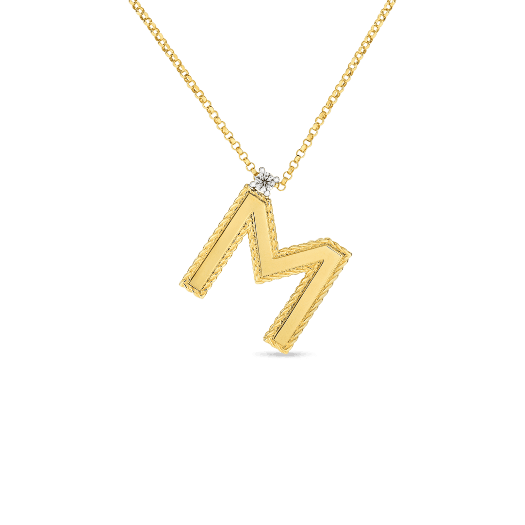 Necklace with top the letter m